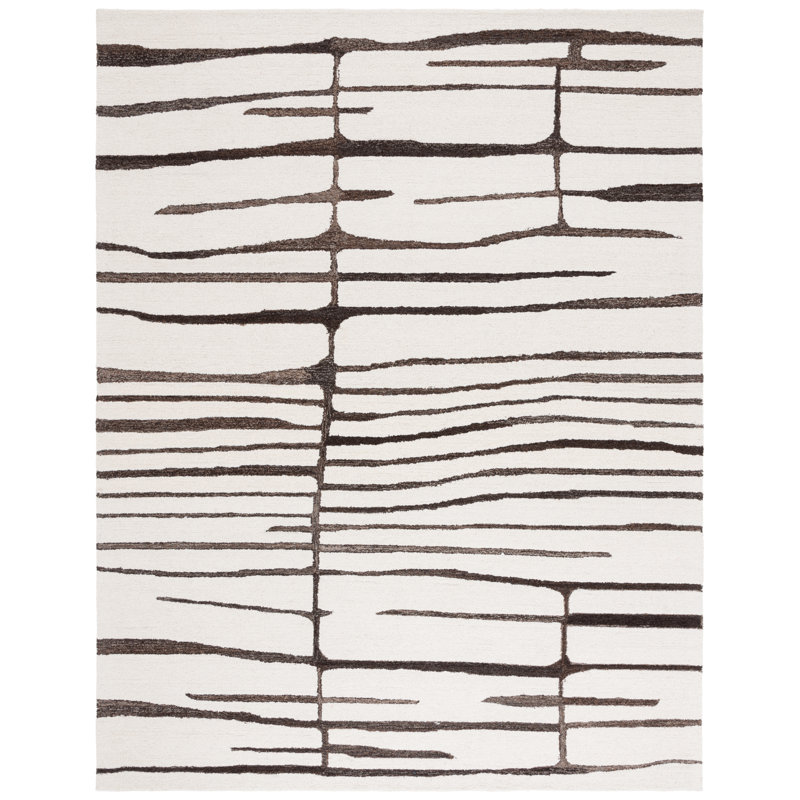 Tapis abstrait en laine / coton touffeté à la main Kirstey, Rectangle 4 po x 6 po