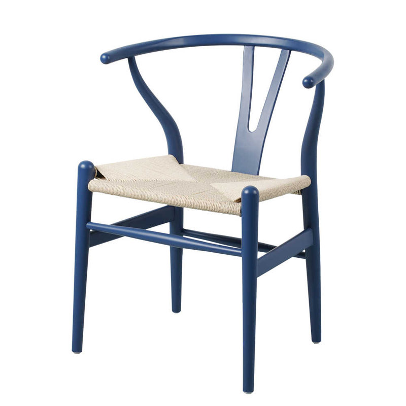 Doran Solid Wood Stacking Side Dining Chair, Blue/Natural