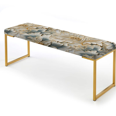 Beige Frosty Drift Experience - Marble Upholstered Gold Bench
