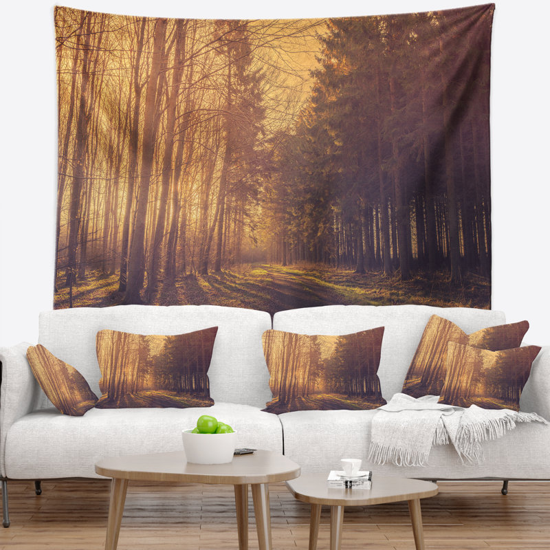 Tapisserie «Pine Tree Forest By Road», H 50 po x l 60 po