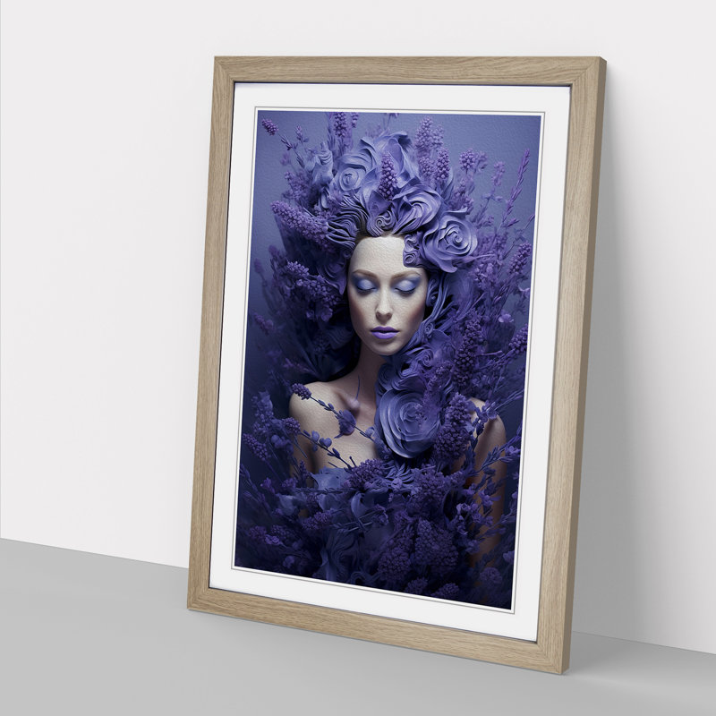Lavender Flower Surrealism - Framed Print, 64cm H x 46cm W x 2cm D, Oak Framed