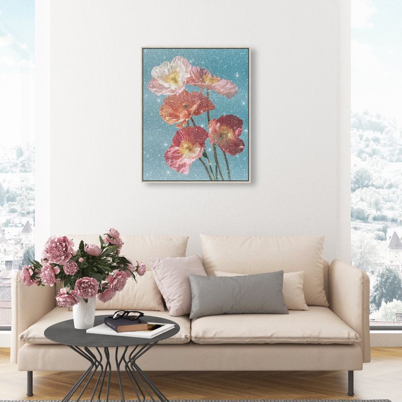 Poppy Bloom I Floral & Botanical Canvas Print by Oliver Gal, Black Frame, 16 x 20, 21"H x 25"W, Silver Floater Frame