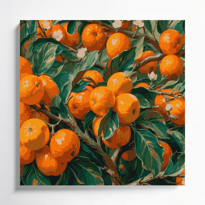 «Fruit Kumquat», art mural sur toile vert, H 12 po x l 12 po
