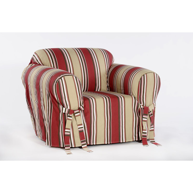Cotton Box Cushion Armchair Slipcover, Red