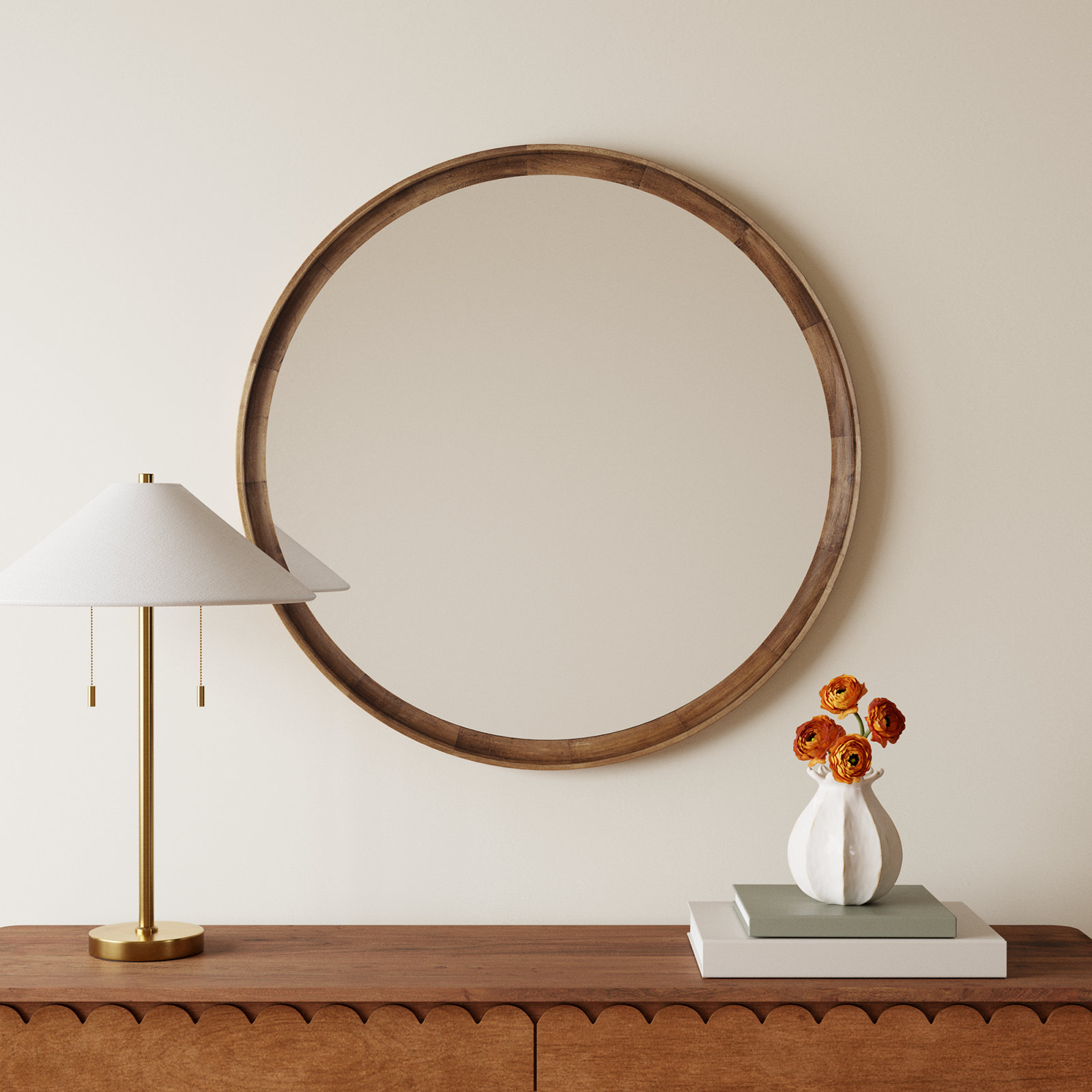 Zoie Wood Mirror, 30" x 30", Rustic Brown