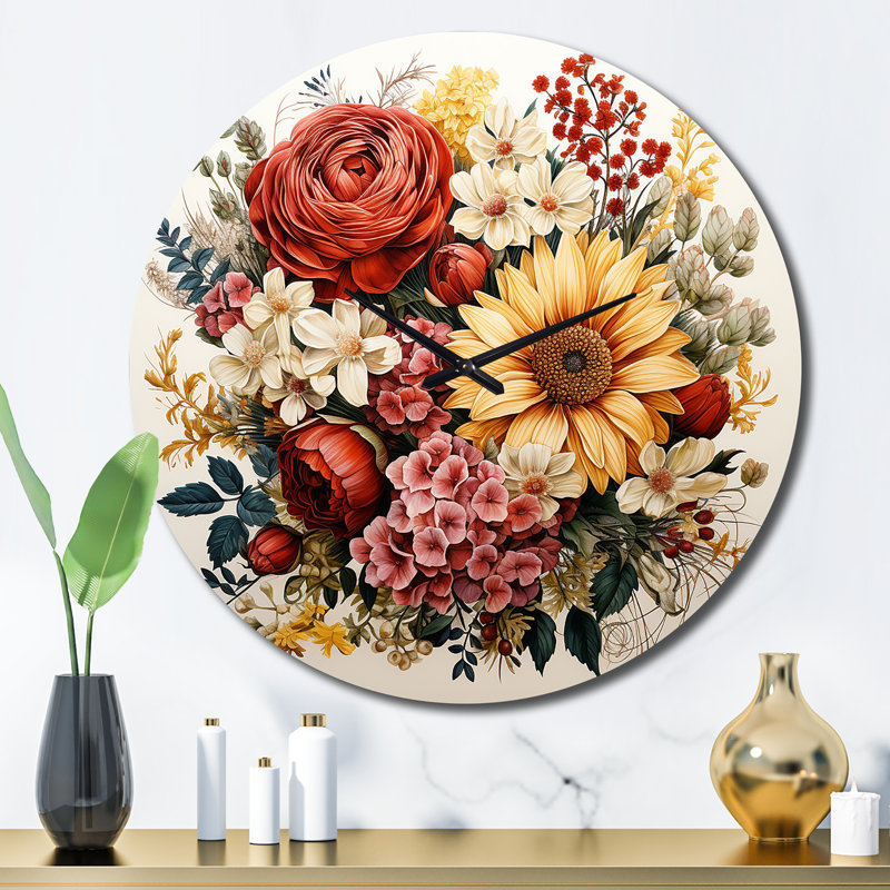 Horloge murale beige et orange, Grand
