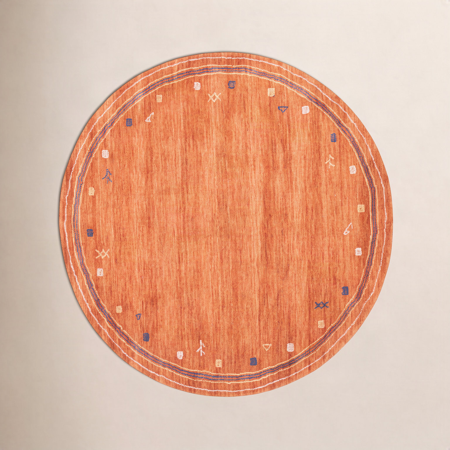 Danette Rust Hand-Loomed Wool Rug, Round 8'