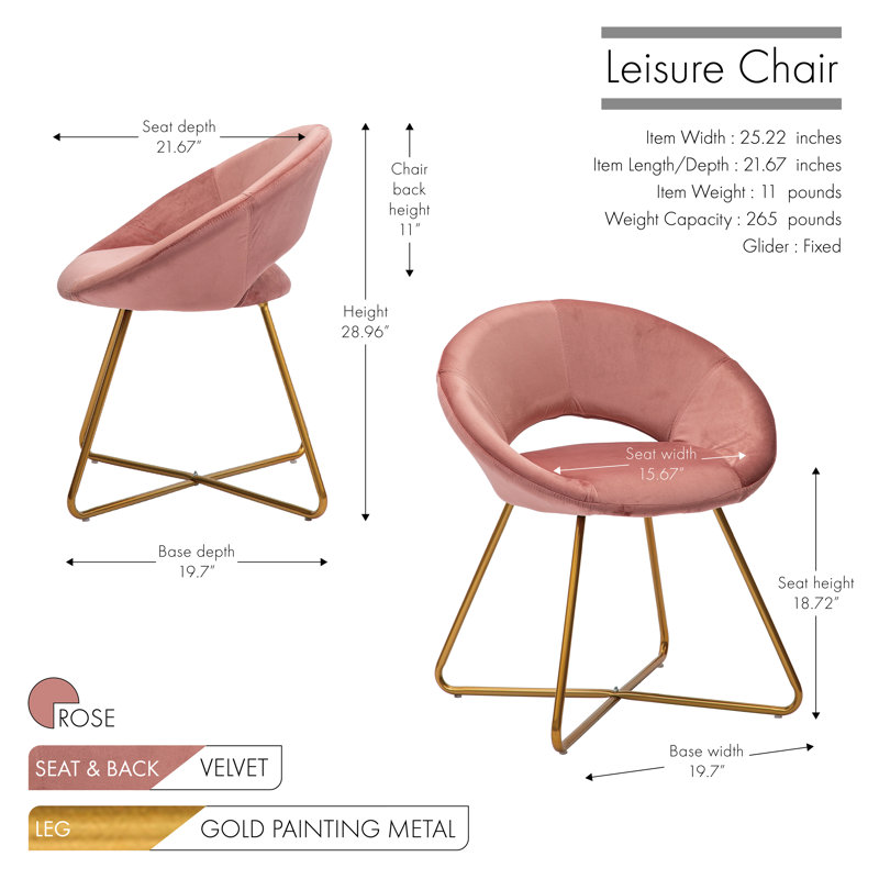 Velvet Barrel Chair, Rose