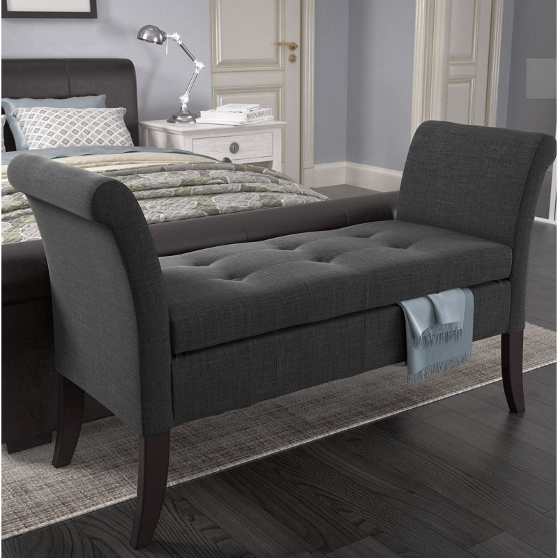 Aadvika Upholstered Storage Bench, Dark Gray