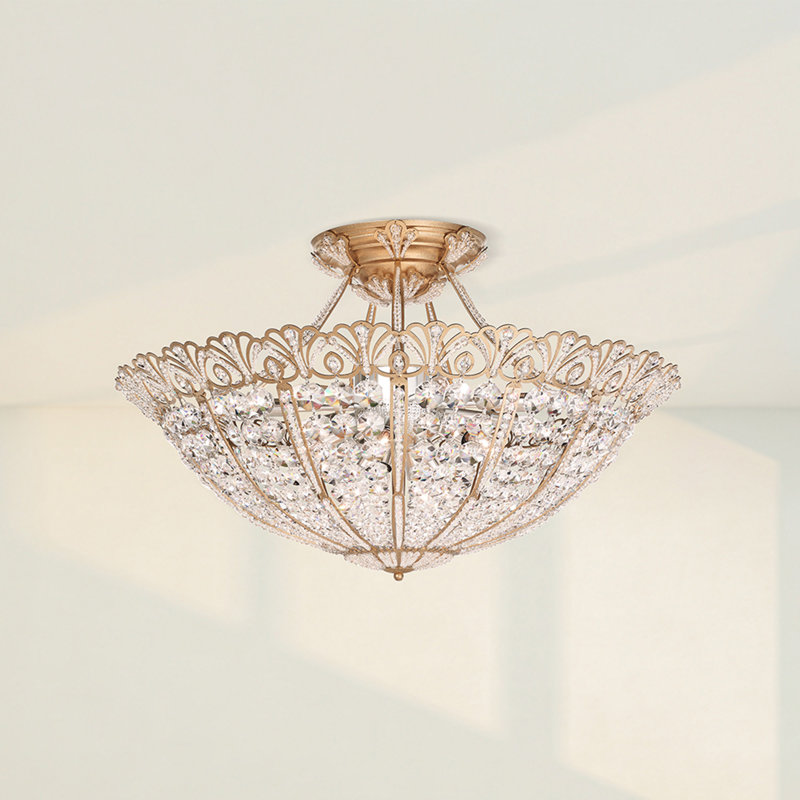 Rivendell 17 Light 30In X 19.5In Semi-Flush Mount In French Gold And Radiance Crystal, French Gold