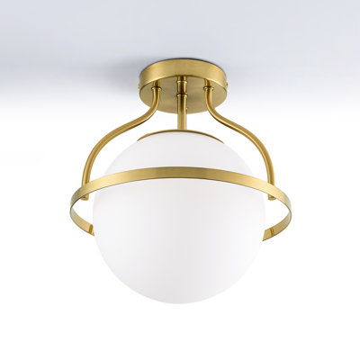 11.2‘’-1 Light  Sphere Globe Frosted Glass Semi Flush Mount For Dining Room Hallway