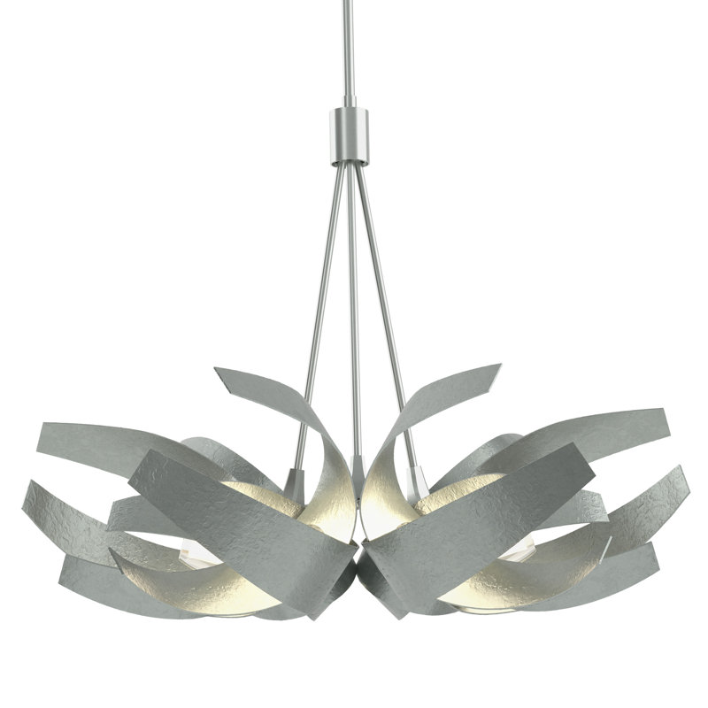 Corona 6 - Light Unique/Statement Geometric Chandelier, Vintage Platinum, 21" H x  26.9" W x  26.9" D