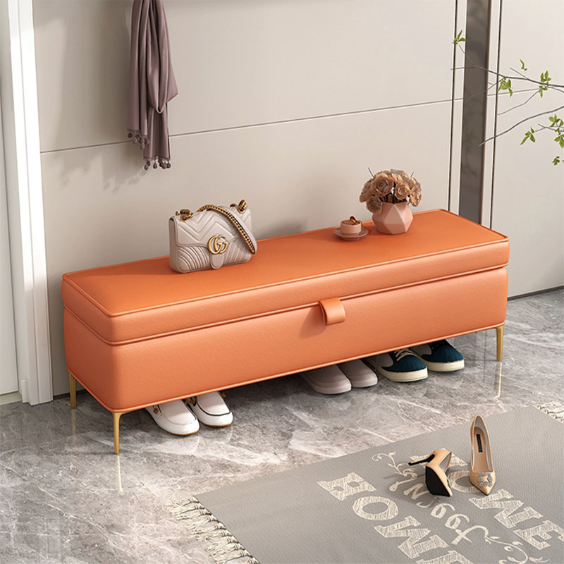 Banc rembourré orange, H 17,72 po x l 47,24 po x P 15,75 po