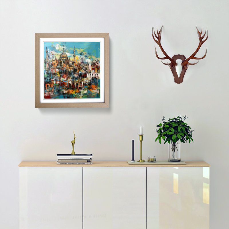City Of Brighton Abstract Expressionism No.3 - Single Picture Frame Print on Wood, Oak