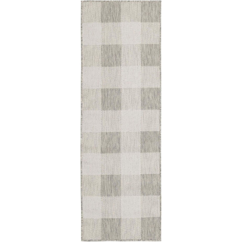 Tapis intérieur / extérieur gris Borland, Tapis de couloir 2 pi x 6 pi 1 po