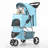 Foldable Pet Stroller, 3 Wheels Folding Carrier Jogger Stroller for Dogs Cats with Canopy and Basket-111302525