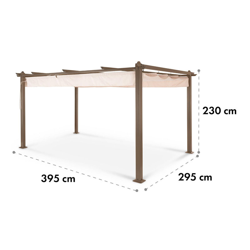 Pantheon 3m x 4m Aluminum Pergola, 230cm H x 395cm W x 295cm D, Brown/Pink