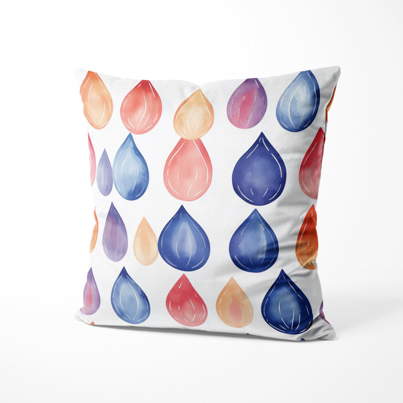 Coussin Boho - Coussin imprimé cachemire bleu et orange, 18"H x 18"W
