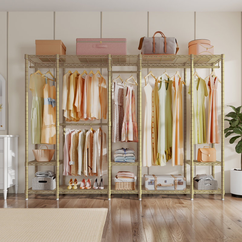 VIPEK V50 Extra Large Garment Rack, Heavy Duty Clothes Rack for Hanging Clothes, 89.8" L x 15.7" W x 76.4" H, Gold