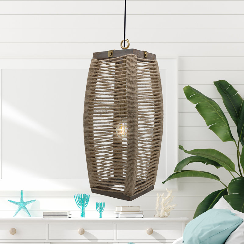 20"H Bencomo Cylinder 1-Light Rope Pendant