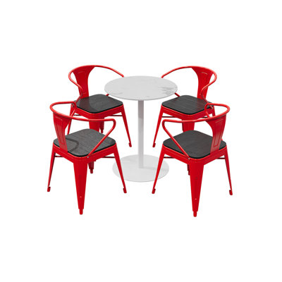 Ensemble de table et chaises de style industriel rond 23,7 po