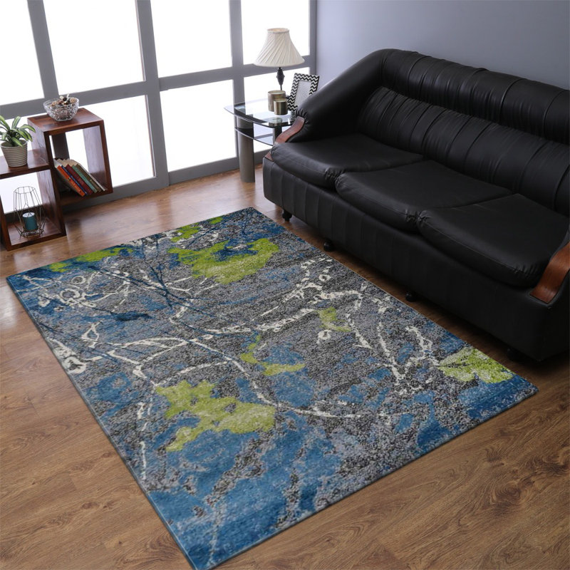 Tapis Chumley fabriqués à la machine en polypropylène chauffant - Rectangle, multicolore, motif floral moderne, tapis à poils courts pour le salon, la chambre à coucher