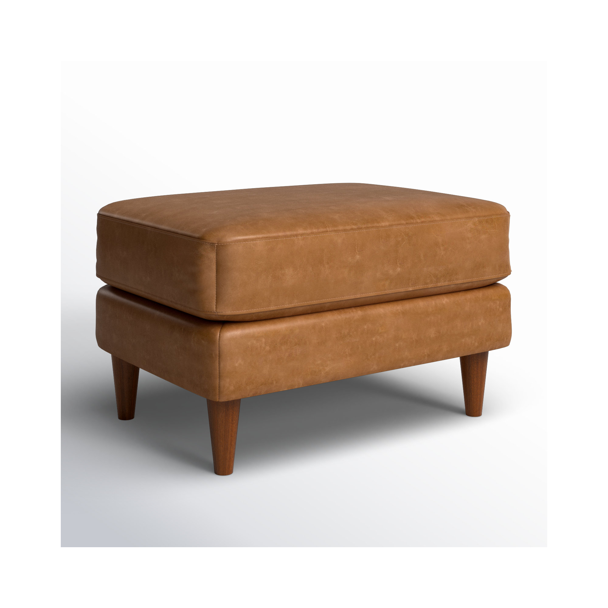 Clifford Genuine Leather Custom Ottoman, Bistro Saddle Genuine Leather