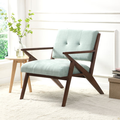 Chaise d'appoint de style Mid-Century moderne de 30 po avec coussins moelleux, accoudoirs inclinés et structure en bois massif robuste - parfaite pour un salon confortable, une chambre à coucher ou un siège de bureau
