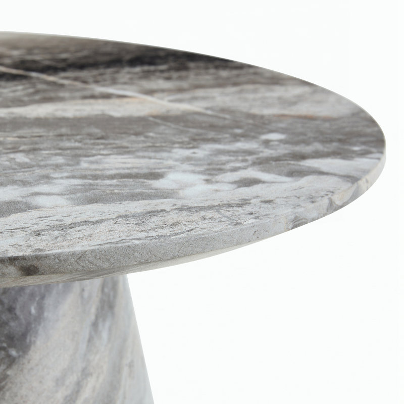 Table basse ronde de salon, H 13,7 po x l 23,6 po x P 23,6 po, Gris