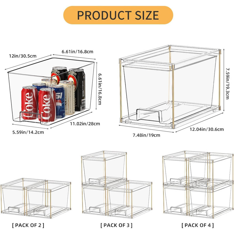 2-pack Clear Stackable Acrylic Storage Drawers