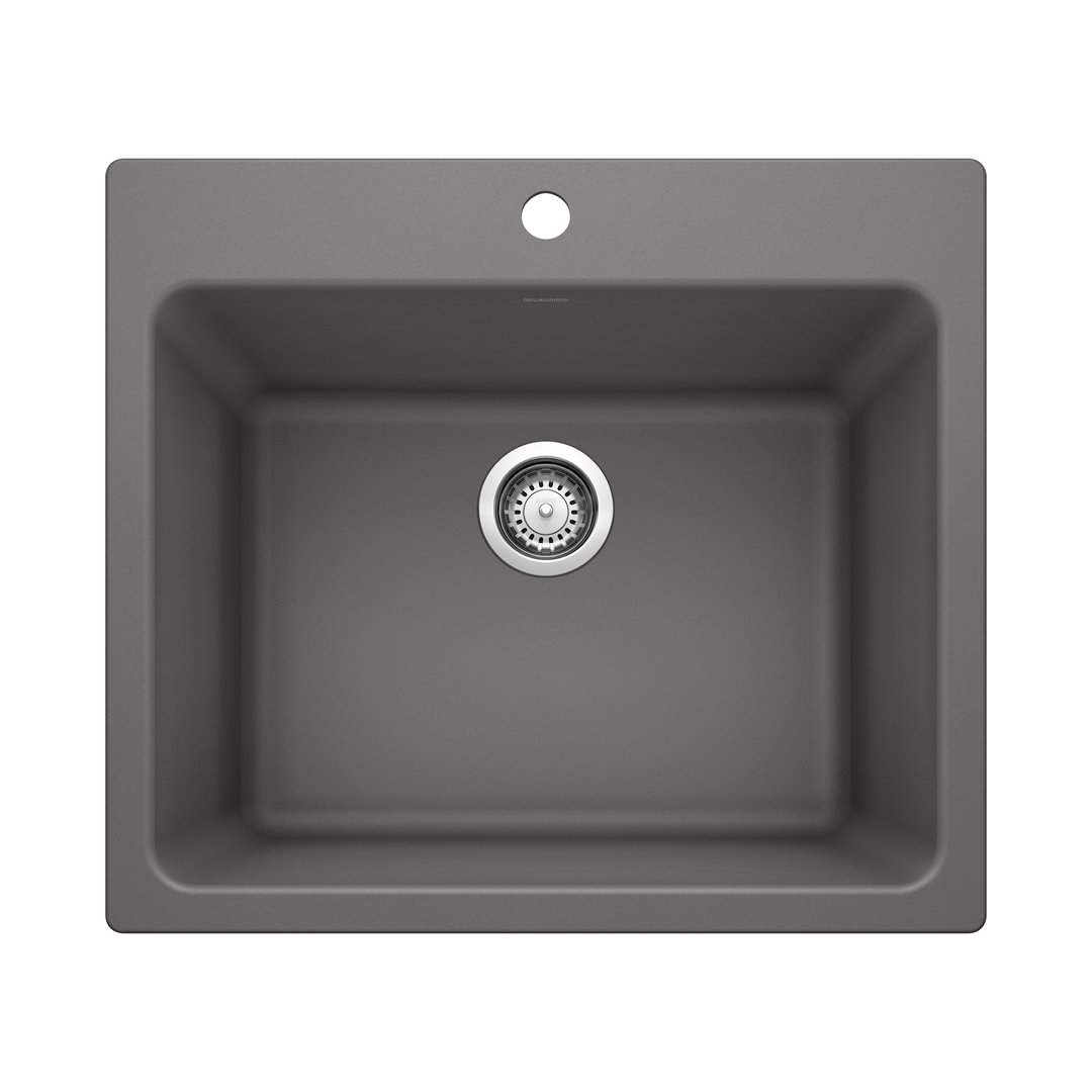 Liven SILGRANIT 25" Single Bowl Dual Mount Laundry Sink Blanco Sink Finish: Cinder