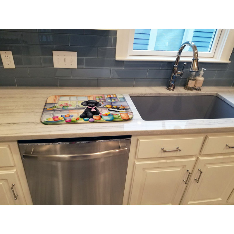 Decorating Easter Black Poodle Dish Drying Mat