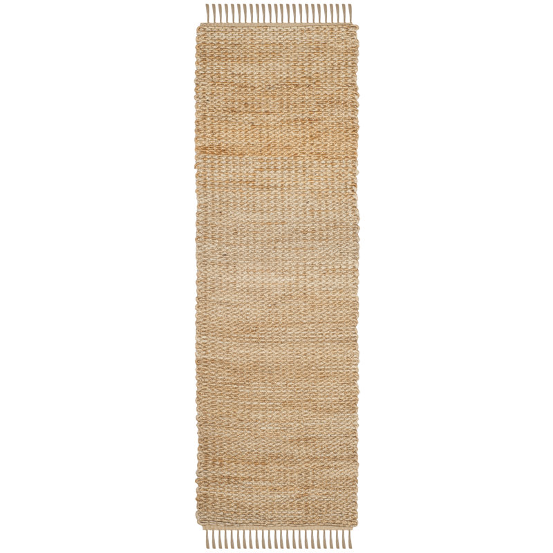 Tapis de couleur unie en jute tissé à la main Uma, Tapis de couloir 2 pi 6 po x 10 pi