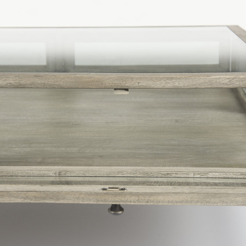 Warner Coffee Table with Storage, 15" x 43.5" x 42", Gray, Black