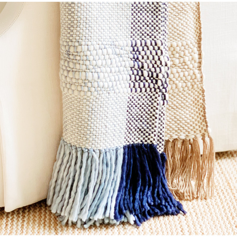 Ushuaia Hand Woven Throw Blanket, Navy