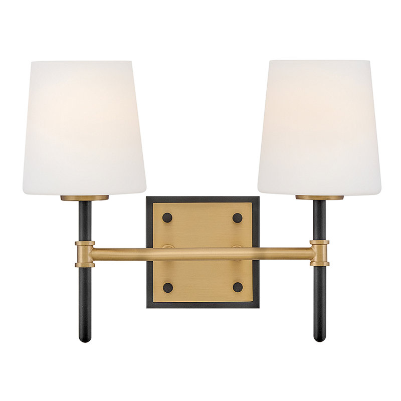 Saunders 2 - Light Bath Sconce, Black/Lacquered Brass