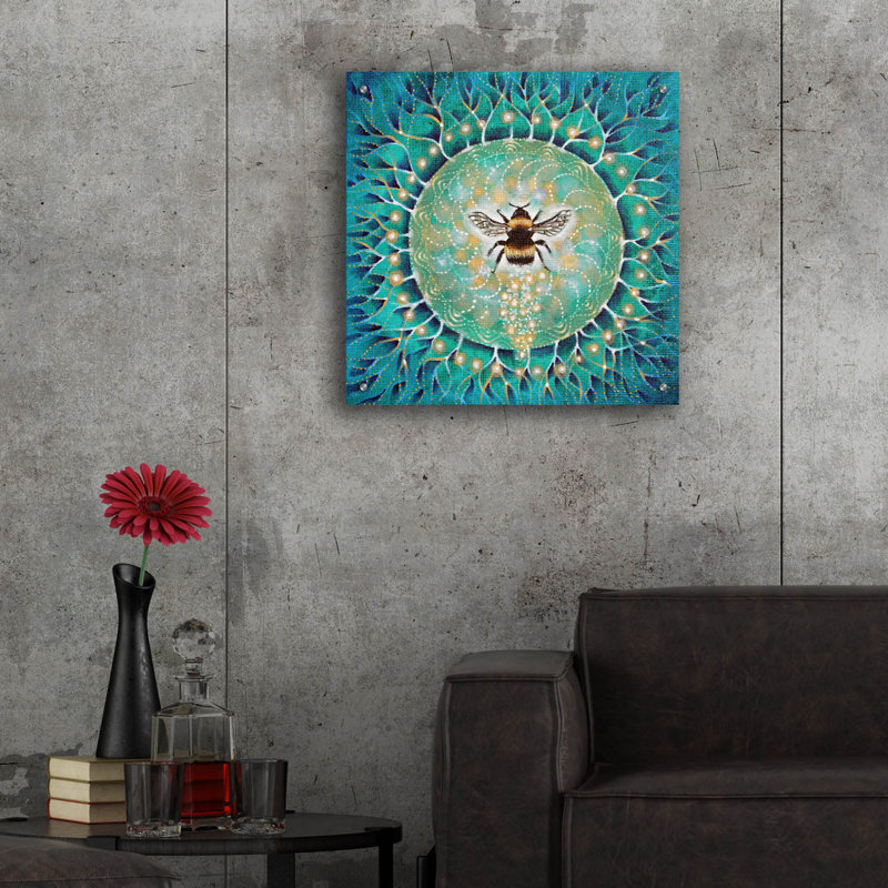 Art mural en verre acrylique épique «Bumblebee» par Verena Wild, 24 po x 24 po, H 24 po x l 24 po