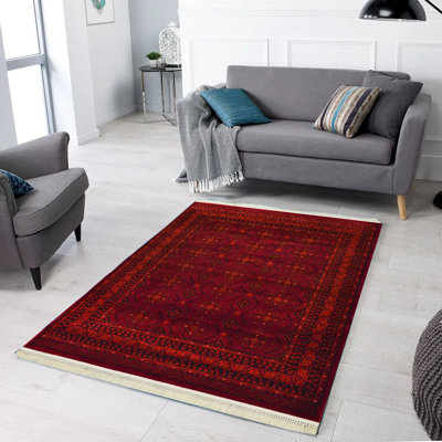Tapis afghan rouge et noir Herati