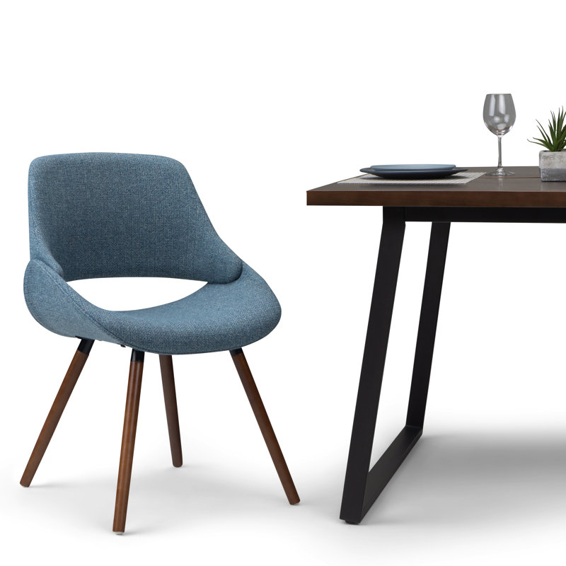 Chaise de salle à manger rembourrée Malden, Polyester bleu denim