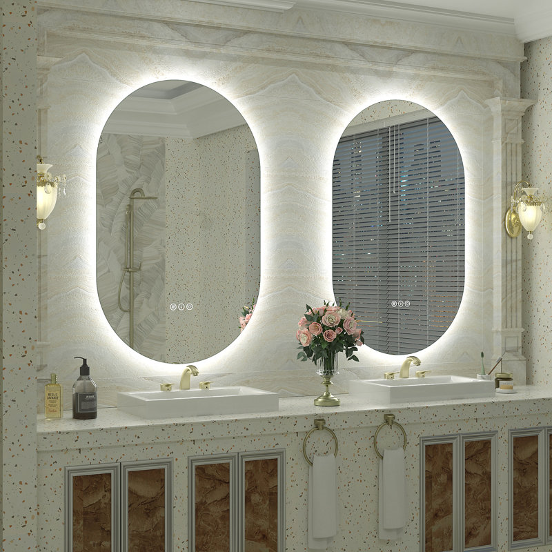 Aevar UL Certified LED Anti-Fog Tempered Glass Bathroom/Vanity Mirror with 3-Year Warranty, 32" x 20"