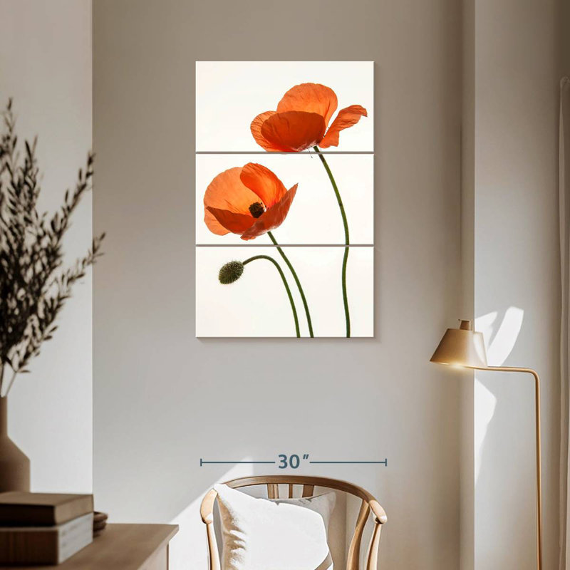 Fleurs de pavot orange Harnek, H 57 po x l 36 po