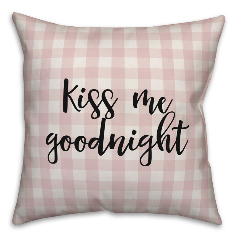  Coussin Kiss Me Goodnight, Coussin décoratif, Rose / Noir