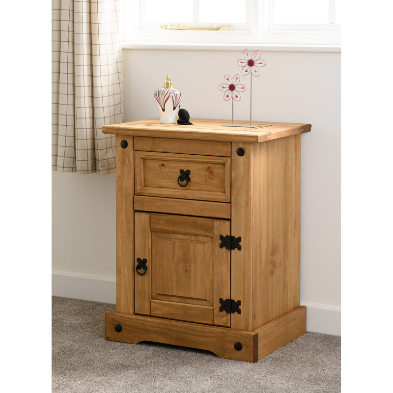 Cowley 1 Drawer, 1 door Bedside Table, Light Antique Wax Pine