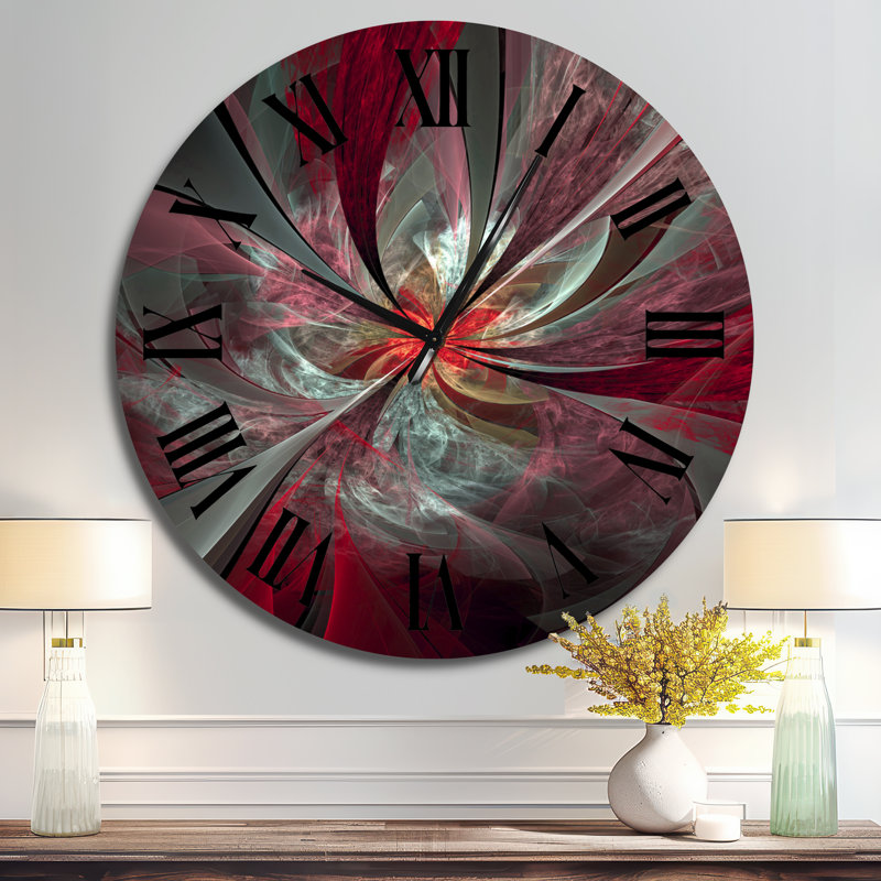 Symmetrical Fractal Flower - Modern wall clock, Oversized, Brown