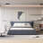 Upholstered Platform Bed with Special Shaped Velvet Headboard-110054353-115235060
