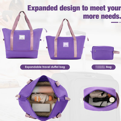 Lightweight Expandable Luggage : 3 Piece With Purple Duffel - Tsa Locked & Portable 3 Bags Practical