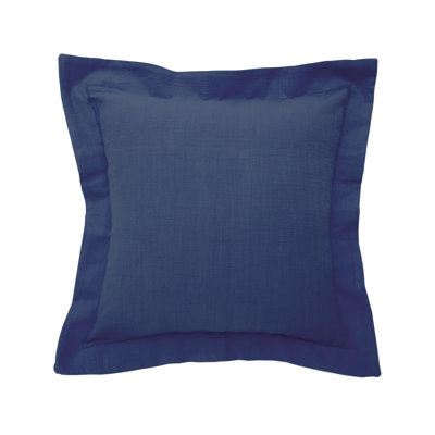 Solid Navy Flange Patriotic Decorative Square Throw Pillow Large