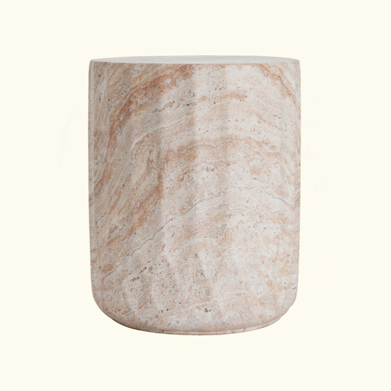 Outdoor/Indoor Lightweight Concrete Side Table,Cylinder Accent Table