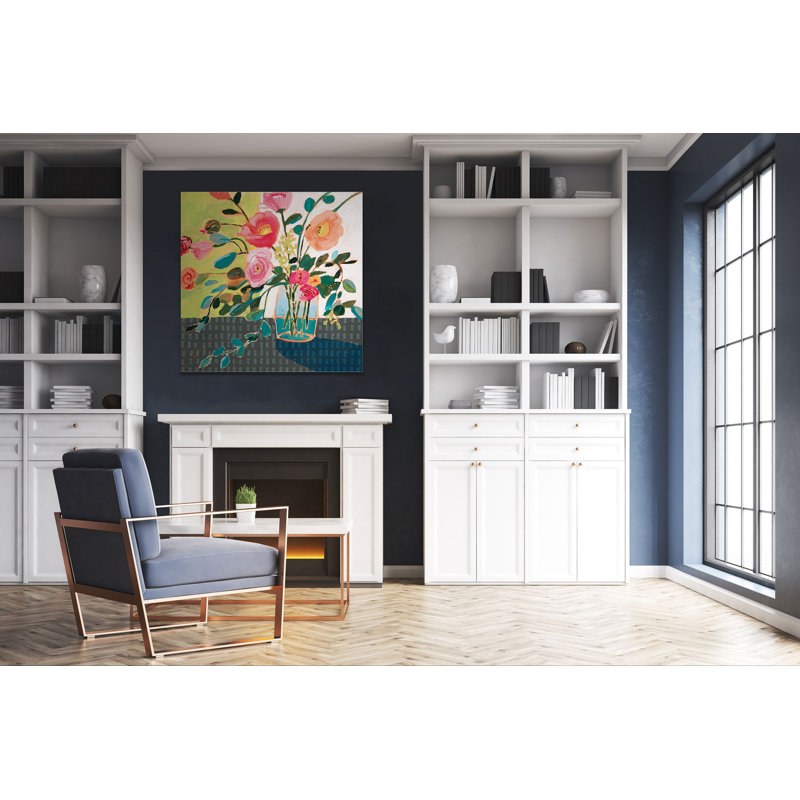 « excentrique bouquet ii », peinture, H 24 po x l 24 po x P 1,5 po, Toile tendue