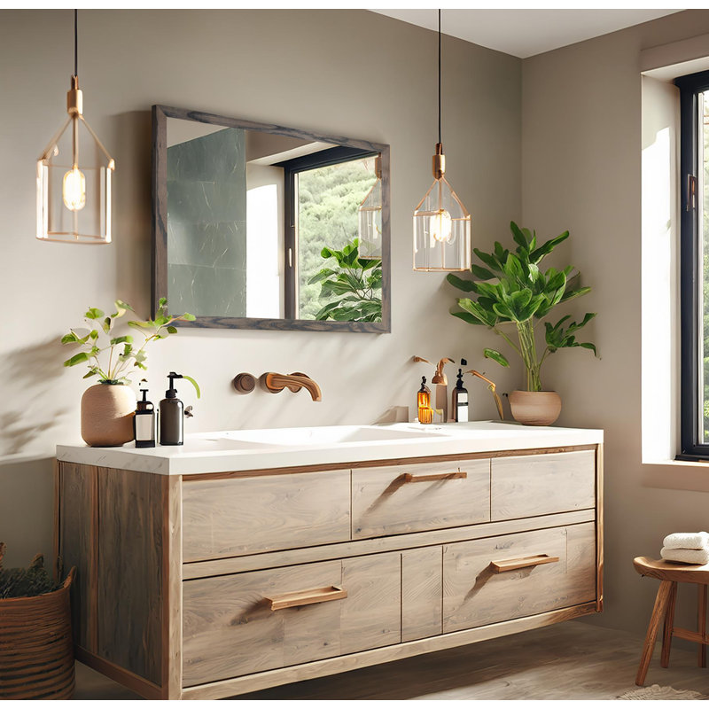 Miroir en bois franc Ebark Designs Ebark - chêne rouge 2 po, 31 po x 30 po, Gris carbone